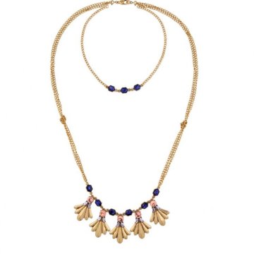 Flamenco Mystique Dolg zlat dvojni ogrlici z okrasnimi elementi, dolžina 42 cm