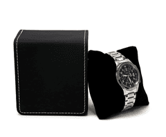 Camerazar Eleganten etui za ure in nakit iz kakovostne umetne usnje, mat črna, 110x100x70 mm