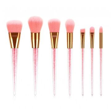 Flamenco Mystique Set sedmih čopičev za ličila, roza z zlatim pokrovčkom, sintetični material