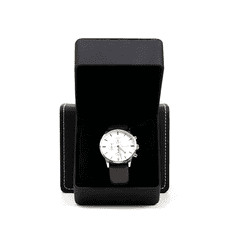 Camerazar Eleganten etui za ure in nakit iz kakovostne umetne usnje, mat črna, 110x100x70 mm