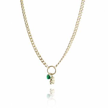 Flamenco Mystique Ogrlica iz kirurškega jekla, pokrita s 14-karatnim zlatom, svetlo zlata barva, dolžina 43 cm + 5 cm