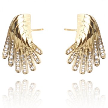 Flamenco Mystique Uhani iz zlata prevlečene kirurške jekla s cirkonijem, svetlo zlato, 2 x 2,5 cm