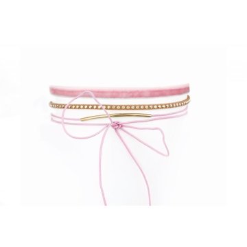 Flamenco Mystique Nakit Choker Pastelno Roza - Nastavljiva Dolžina - Brez Niktela in Kroma