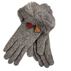 Flamenco Mystique Elegantne Rokavice z Resicami, Siva, Umetno Krzno, 22 cm x 9,5 cm