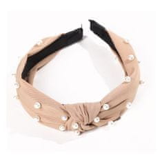 Flamenco Mystique Turbanova narukvnica s perlicami, kremna, premer 12,5 cm, širina 4 cm