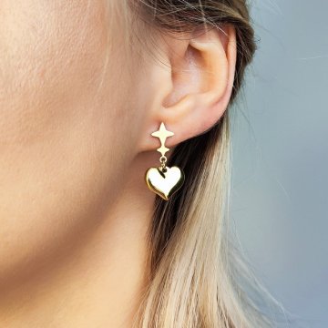 Flamenco Mystique Pozlačene uhane iz kirurškega jekla z angleškim zapiranjem, 14 karatov, 2,5 x 1,4 cm