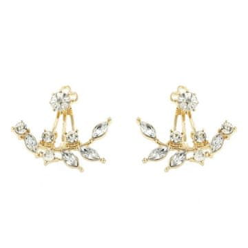 Flamenco Mystique Uhani v obliki vejic, okrašene s kristali, zlato/srebrne, 2,5 x 2,8 cm, iz običajnih kovin