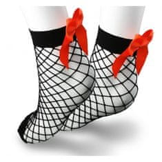 Flamenco Mystique Mrežaste nogavice z oranžnim蝴蝶, zelo elastične, univerzalna velikost