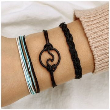 Flamenco Mystique Nastavljivi 3v1 zapestnica Wave B307, pripravljena za nošenje, možnost nošenja posamezno ali skupaj