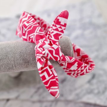 Flamenco Mystique Detski roza trak za glavo z geometrijskimi vzorci, bombaž/elastan, dolžina 66 cm