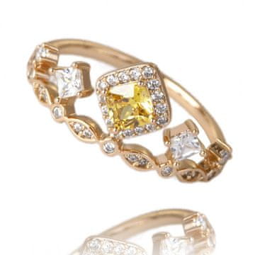 Flamenco Mystique Prstan iz nerjavečega jekla, pokrit s 14-karatnim zlatom, svetlo zlate barve, velikost US7 EU14