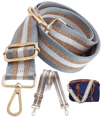 Camerazar Nastavljiv širok pas za žensko torbo ali nahrbtnik, zlato okovje, polyester, 145x38 mm