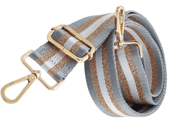 Camerazar Nastavljiv širok pas za žensko torbo ali nahrbtnik, zlato okovje, polyester, 145x38 mm