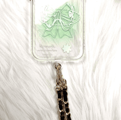 Camerazar Elegantna ključa in telefonska obesek z vrvico, črna/zlata, ekokoža/kovina, 120 cm