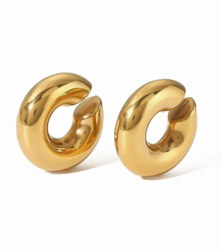 Camerazar Pozlačene uhane uhani iz nerjavečega jekla, srebrne barve, premer 2 cm