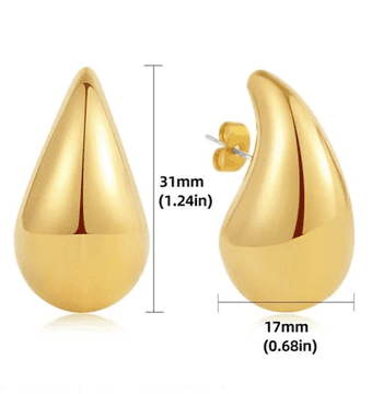 Camerazar Uhani iz kirurške jekla v obliki solze, pozlačene