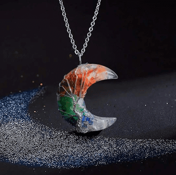 Camerazar Kolo iz kirurškega jekla z barvnimi minerali in kristalom v obliki lune