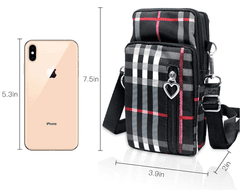 Camerazar Prostoren organizator za telefon, torba preko rame, karirasti vzor, črna