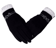 Camerazar Elegantne ženske zimske rokavice z dotikovno funkcijo, vodoodporne, poliester, črne - 22.5 cm