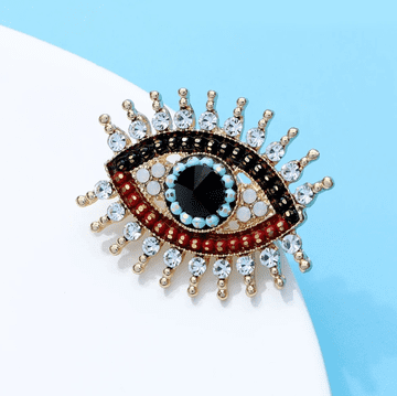 Camerazar Brož Zlata z Zirkonovim in Koralnim Očesom, Velika, Kovinska