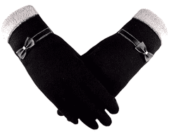 Camerazar Elegantne ženske zimske rokavice z dotikovno funkcijo, vodoodporne, poliester, črne - 22.5 cm