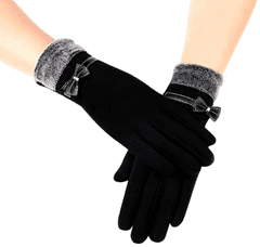 Camerazar Elegantne ženske zimske rokavice z dotikovno funkcijo, vodoodporne, poliester, črne - 22.5 cm