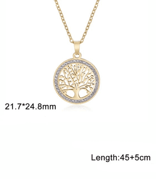 Camerazar Verižica iz kirurškega jekla z drevesom, okrašena z zirconi