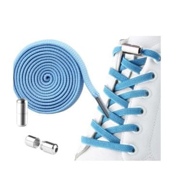 Flamenco Mystique Elastične modre vezalke za čevlje brez vezanja s kovinsko sponko, 100 cm, 2 kosa