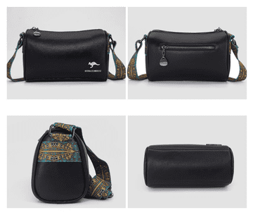 Camerazar Eleganten črn usnjen ročni torbici za ženske