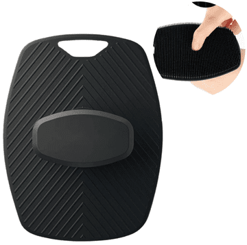 Camerazar Črna silikonska umivalna gobica za telo in obraz z ergonomskim ročajem