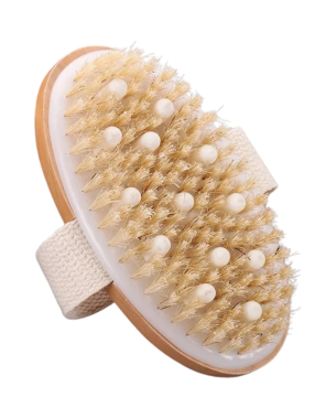 Camerazar Naravni bambusov krtača za suho masažo s silikonskimi izrastki