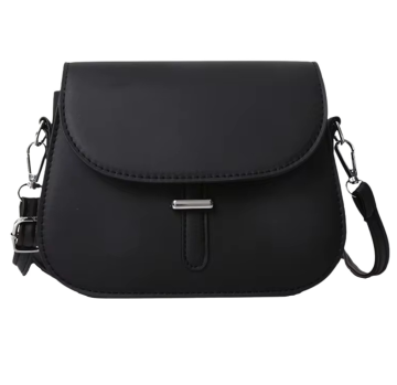 Camerazar Elegantna črna mala usnjena ženska torbica čez ramo s preklopom