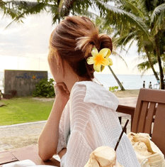 Camerazar Kombinacija 3 zatičev za lase z rožnatim motivom - rumene plažne