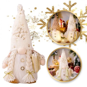 Flamenco Mystique Vesel božični lučnik na baterije 30 cm zlat barve iz pliša KSN02Z