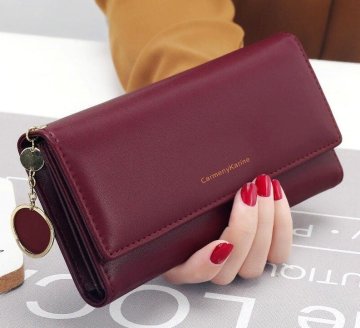 Camerazar Velika ženska denarnica Maroon s usnjenim obeskom za ključe