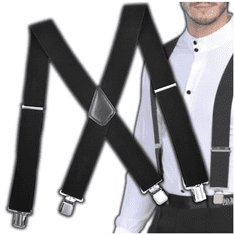 Camerazar Elastične široke črne moške suspenderje močne za elegantne hlače