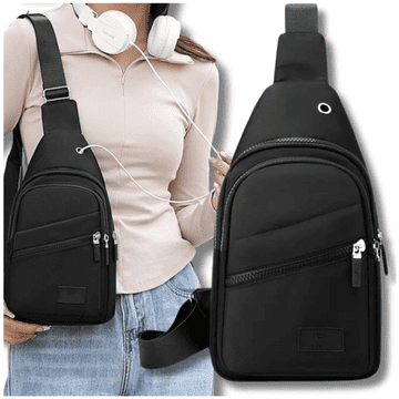 Camerazar Damski vodoodporni nahrbtnik, lahka črna torba čez ramo