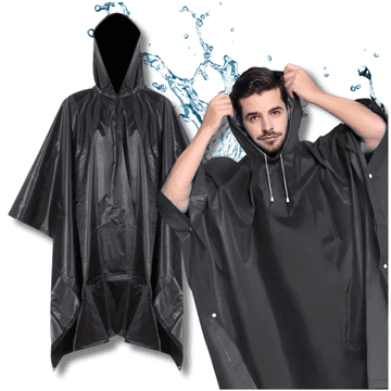 Camerazar Črno vodoodporno pončo proti dežju