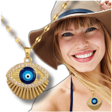 Camerazar Zlatna ogrlica od kirurškog čelika 316L za žene sa pozlaćenim okom