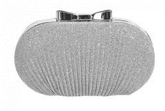 Camerazar Elegantna ženska večerna torbica s sijočim brokatom, srebrna, sintetični material, 19,5 x 11 cm
