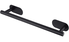 Camerazar Samolepilni nosilec za brisače, črn mat, nerjaveče jeklo, 40x8,5x10 cm