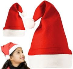 Camerazar Unisex klobuk Santa Claus iz rdečega velvetnega materiala, velikosti 30x25 cm, z belo sintetično krzno