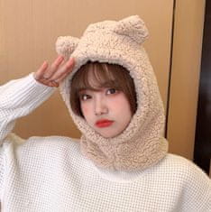 Camerazar Ženska zimska kapa 2 v 1 z kapuco in ušesi, bežna, univerzalna velikost, material poliester