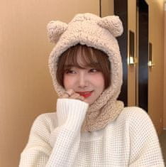 Camerazar Ženska zimska kapa 2 v 1 z kapuco in ušesi, bežna, univerzalna velikost, material poliester