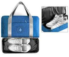 Camerazar Prostrana vodoodporna potovalna torba za telovadnico, temno modra, nylon Oxford, 39x30x18 cm