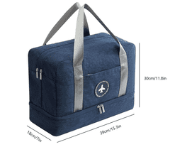 Camerazar Prostrana vodoodporna potovalna torba za telovadnico, temno modra, nylon Oxford, 39x30x18 cm