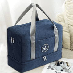 Camerazar Prostrana vodoodporna potovalna torba za telovadnico, temno modra, nylon Oxford, 39x30x18 cm