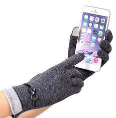 Camerazar Elegantne dameske zimske rokavice z dotikovno funkcijo, nepremočljive, sive, poliester