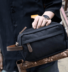 Camerazar Moška kozmetična torba - potovalna organizator, črna, poliester 300D Oxford, 25x9 cm