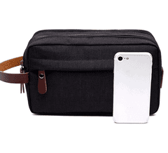 Camerazar Moška kozmetična torba - potovalna organizator, črna, poliester 300D Oxford, 25x9 cm